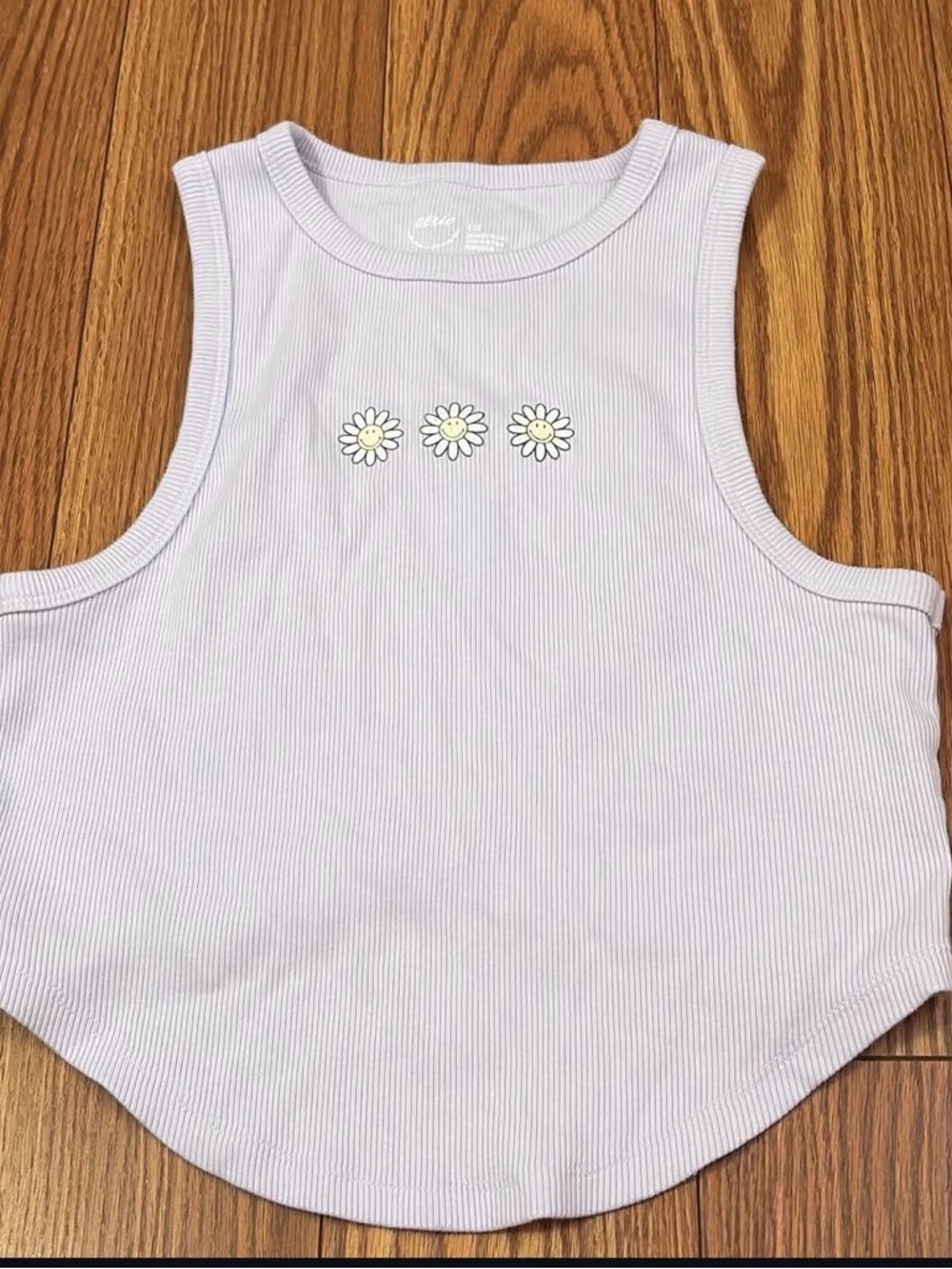 aerie Lavender Ribbed Tank with Daisy Graphic